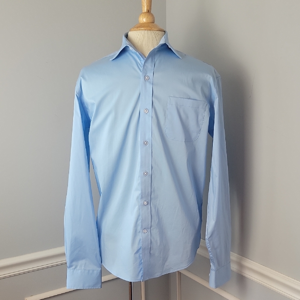 GEORGE Classic Fit Blue Business Office Long‎ Sleeve Button Down Dress Shirt S